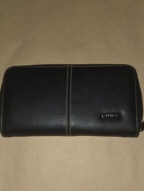 Rosetti Black Zip-Around Wallet with Contrast Stitching